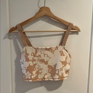 Elegant Floral Beige Crop Top